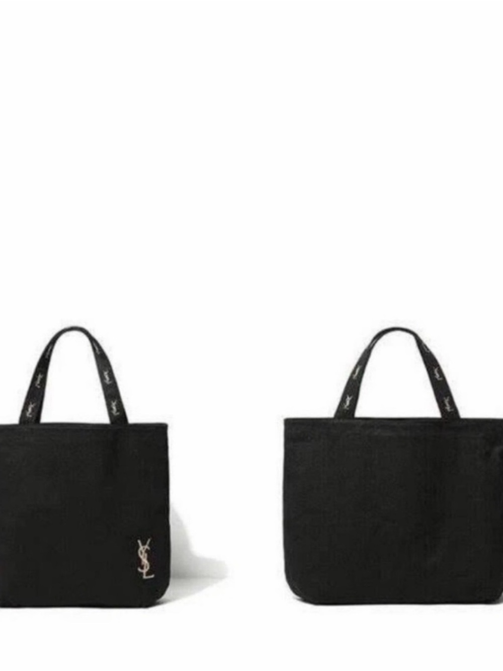 NEW YSL Yves Saint Laurent Tote Bag Black Gold Embroidery Logo - Picture 5 of 16